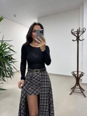 Rn 37220 Kahve Kaşe Tasarım Etek