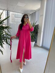 Dr 8059 Pembe Tensel Gömlek Elbise