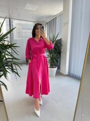 Dr 8059 Pembe Tensel Gömlek Elbise