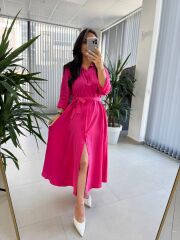 Dr 8059 Pembe Tensel Gömlek Elbise