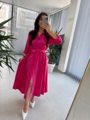 Dr 8059 Pembe Tensel Gömlek Elbise