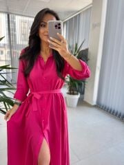 Dr 8059 Pembe Tensel Gömlek Elbise