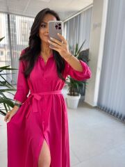 Dr 8059 Pembe Tensel Gömlek Elbise