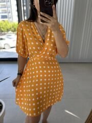 Moroccan yellow dotted dress
