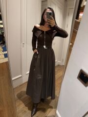 Mz 22402 Acı Kahve Poplin Etek