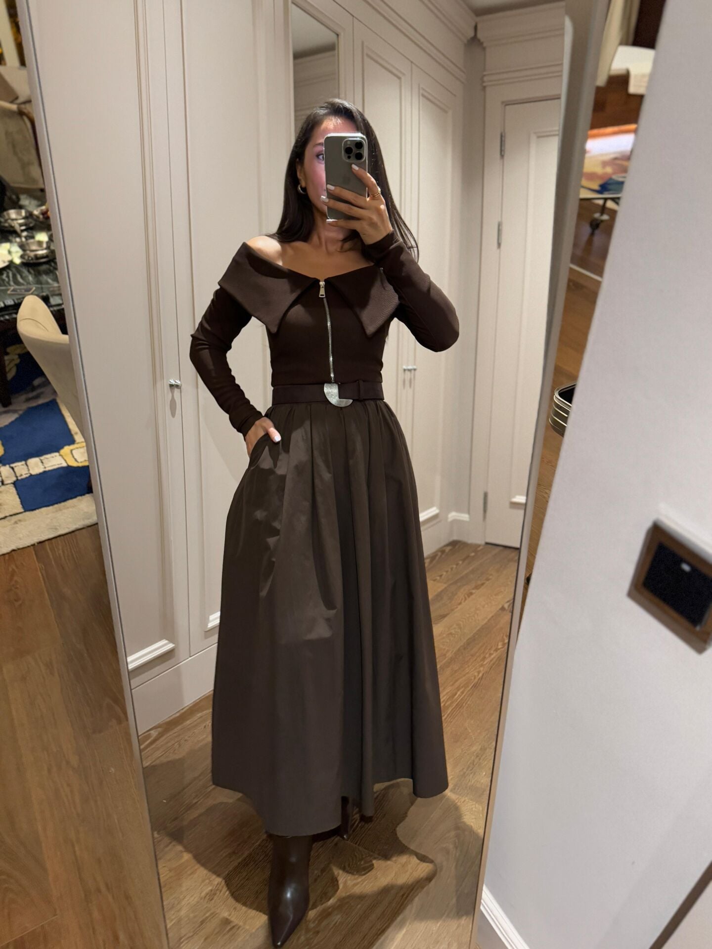 Mz 22402 Acı Kahve Poplin Etek