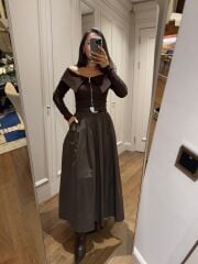 Mz 22402 Acı Kahve Poplin Etek