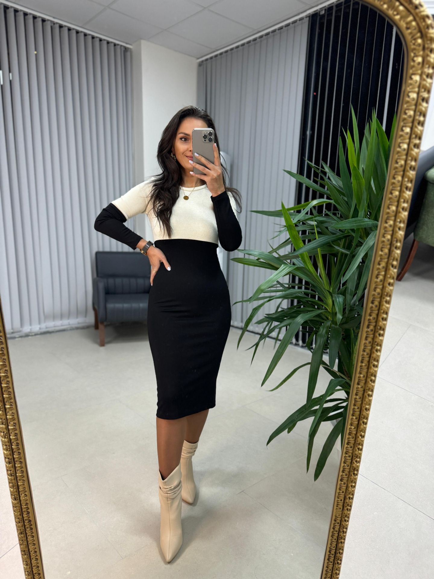 Ms Cream Soft Pencil Dress