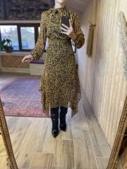 Mng yellow scarf dress