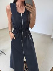 Nx 2835 Bel Bağlama Detaylı Fermuarlı Laci Elbise