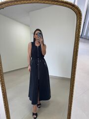 Nx 2835 Bel Bağlama Detaylı Fermuarlı Laci Elbise