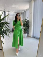 Dr 8059 Yeşil Tensel Gömlek Elbise