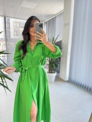 Dr 8059 Yeşil Tensel Gömlek Elbise
