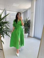 Dr 8059 Yeşil Tensel Gömlek Elbise