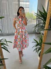 Ms Orange Transitional Poplin Shirt Dress