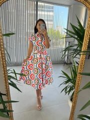 Ms Orange Transitional Poplin Shirt Dress
