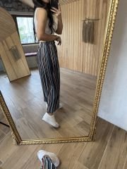 Çizgili pantolon etek