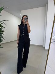 Art 4003 Kuş Gözü Yelekli Siyah Takım