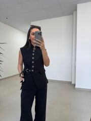 Art 4003 Kuş Gözü Yelekli Siyah Takım