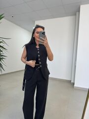 Art 4003 Kuş Gözü Yelekli Siyah Takım