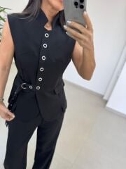 Art 4003 Kuş Gözü Yelekli Siyah Takım