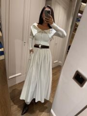 Mz 22402 Taş Poplin Etek