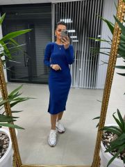 Ms Saks Yırtmaçlı Yumoş Elbise