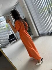 Cr 1005 Turuncu Kısa Kol Gömlek Elbise