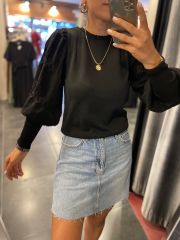 orj brand black watermelon sleeve blouse
