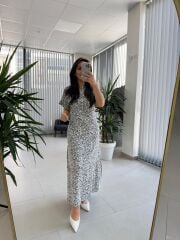 Bb 28972 Yaka Yıldız Detaylı Leopar Elbise