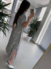 Bb 28972 Yaka Yıldız Detaylı Leopar Elbise