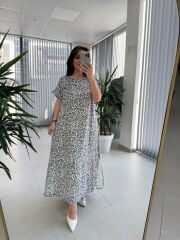 Bb 28972 Yaka Yıldız Detaylı Leopar Elbise