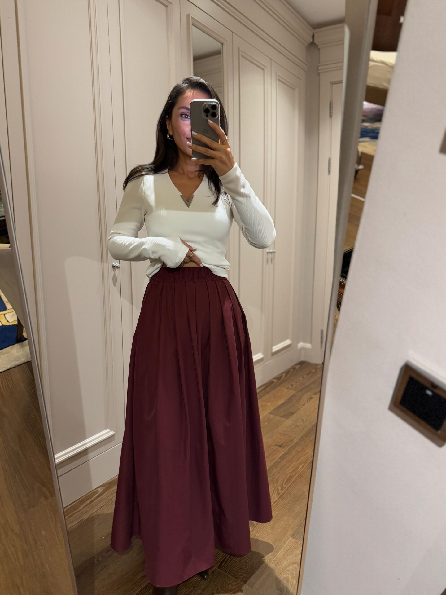 Mz 22402 Bordo Poplin Etek