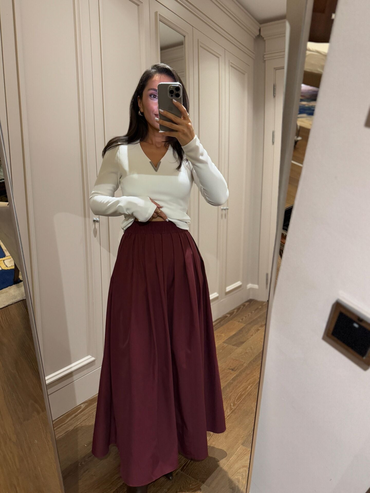 Mz 22402 Bordo Poplin Etek