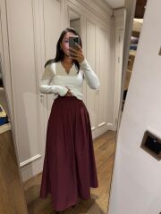 Mz 22402 Bordo Poplin Etek