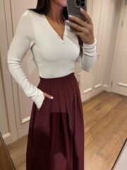 Mz 22402 Bordo Poplin Etek