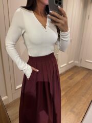 Mz 22402 Bordo Poplin Etek