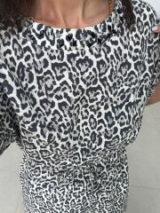 Bb 28972 Yaka Yıldız Detaylı Leopar Elbise