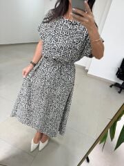 Bb 28972 Yaka Yıldız Detaylı Leopar Elbise