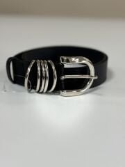 155 Halkalı Gümüş Siyah Kemer