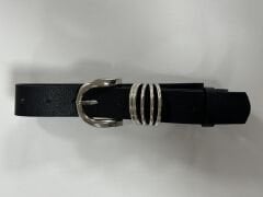 3480 Halkalı Gümüş Siyah Kemer