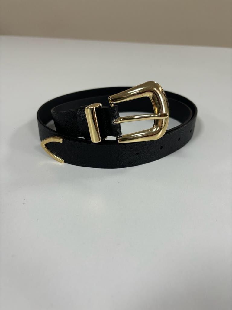 1712 Gold Tokalı Siyah Kemer