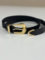 1712 Gold Tokalı Siyah Kemer