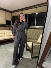 Mk Kapüşonlu Gri Modal Takım