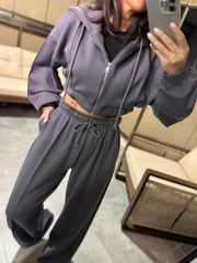 Mk Kapüşonlu Gri Modal Takım