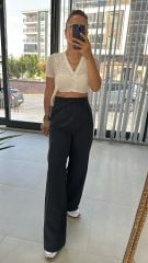 Palazzo Black Trousers with Agraffiti