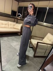 Mk Kapüşonlu Gri Modal Takım