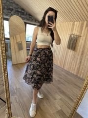 Midi şifon krep etek