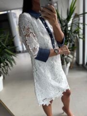 Ms Fistolu Denim Yaka Detaylı Elbise