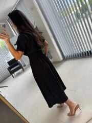 Bb 30050 Siyah Bel Gipe Detaylı Fermuarlı Elbise